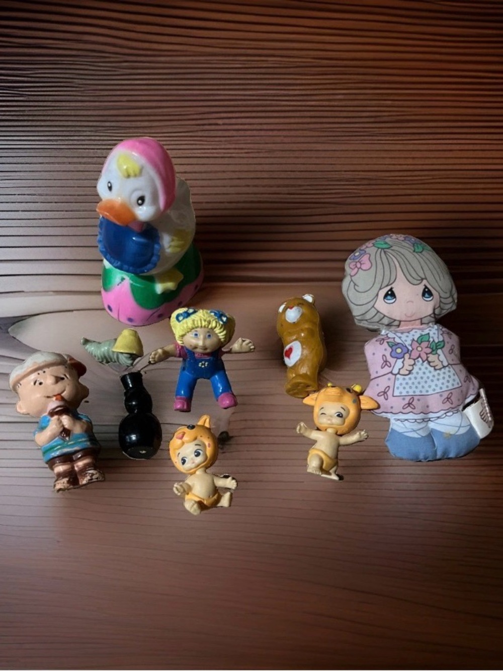 Vintage 1980s Toy Lot - Precious Moments Fabric Doll, Cabbage Patch PVC & More